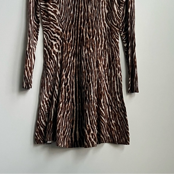 New Michael Kors Fit & Flare Leopard Animal Print Long Sleeve Sweater Dress Sm - Picture 12 of 14